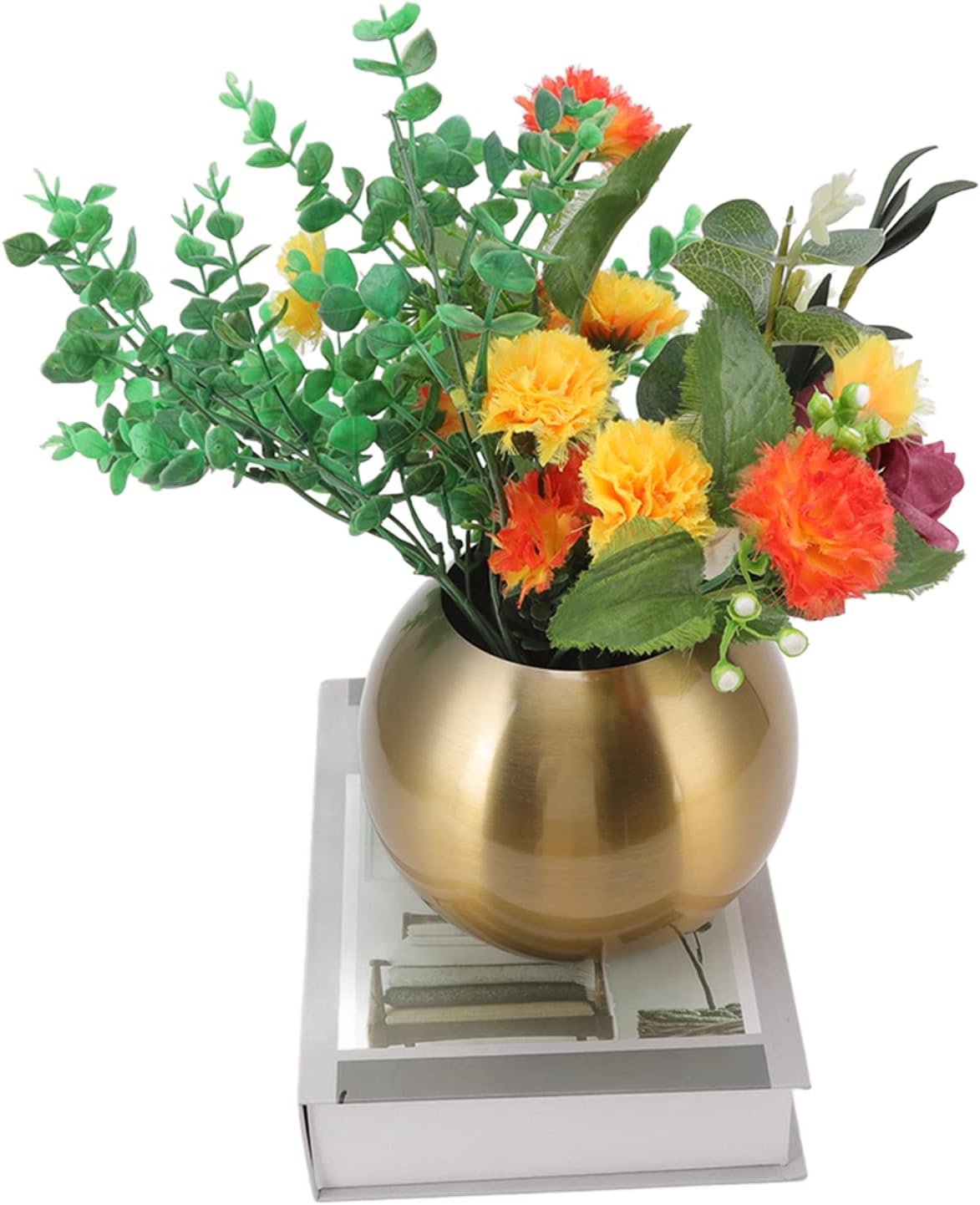 Round Vase Nordic Style Modern Stainless Steel Small Flower Vase Ornament Living Room Office Table Decoration for Home Decoration(Gold)