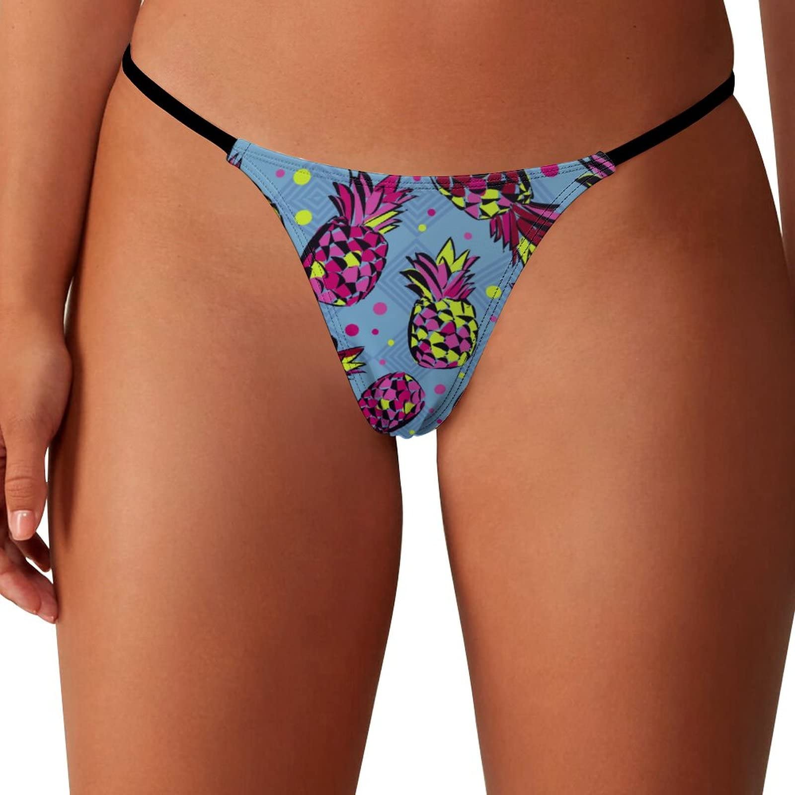 TUBIAZICOLPop Art Pineapple Thongs for Women G String Underwear T-Back Stretch Bikini Panties