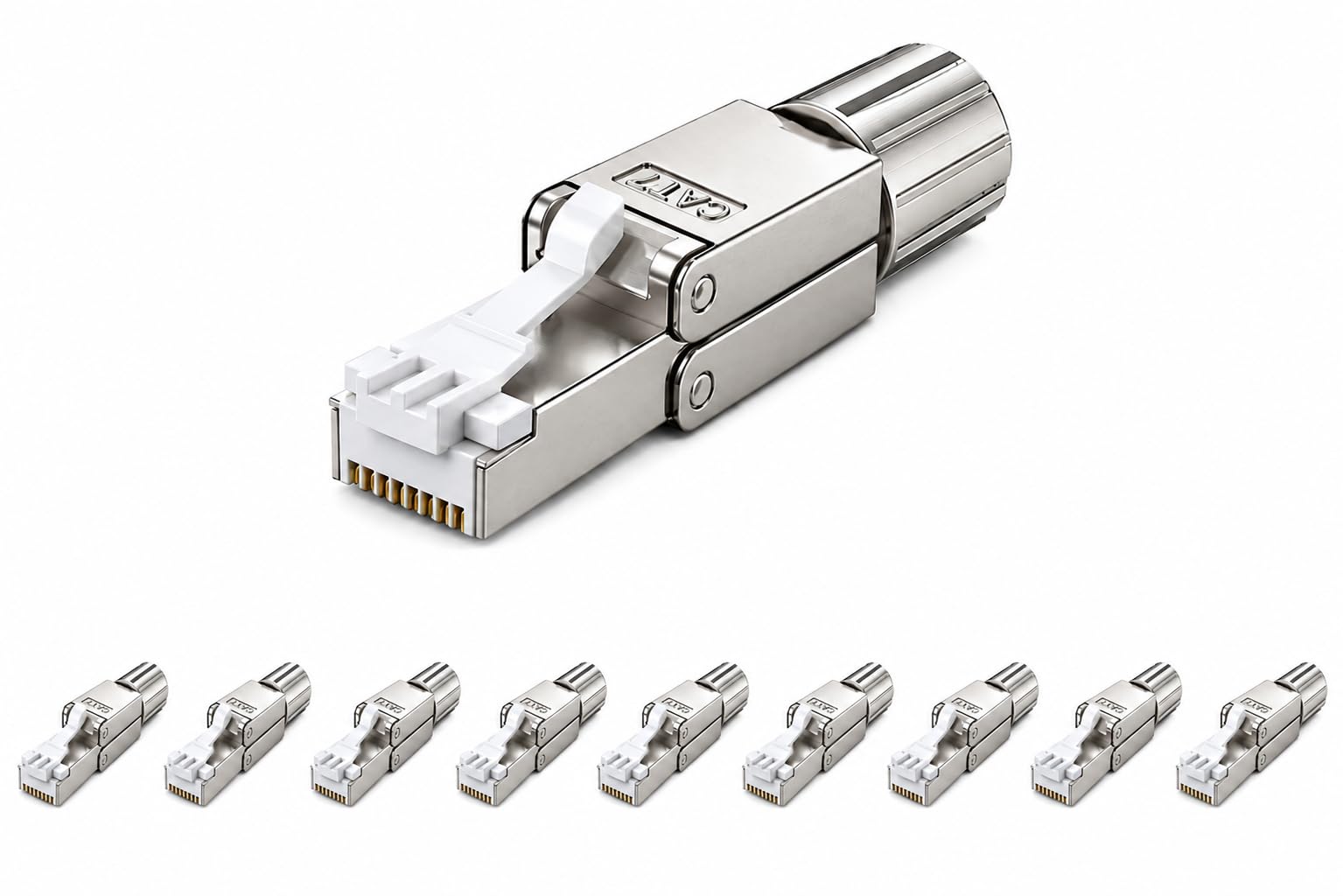 Wooja 10 connettori di rete Premium Cat7, connettori a crimpatura schermati, senza attrezzi, RJ45
