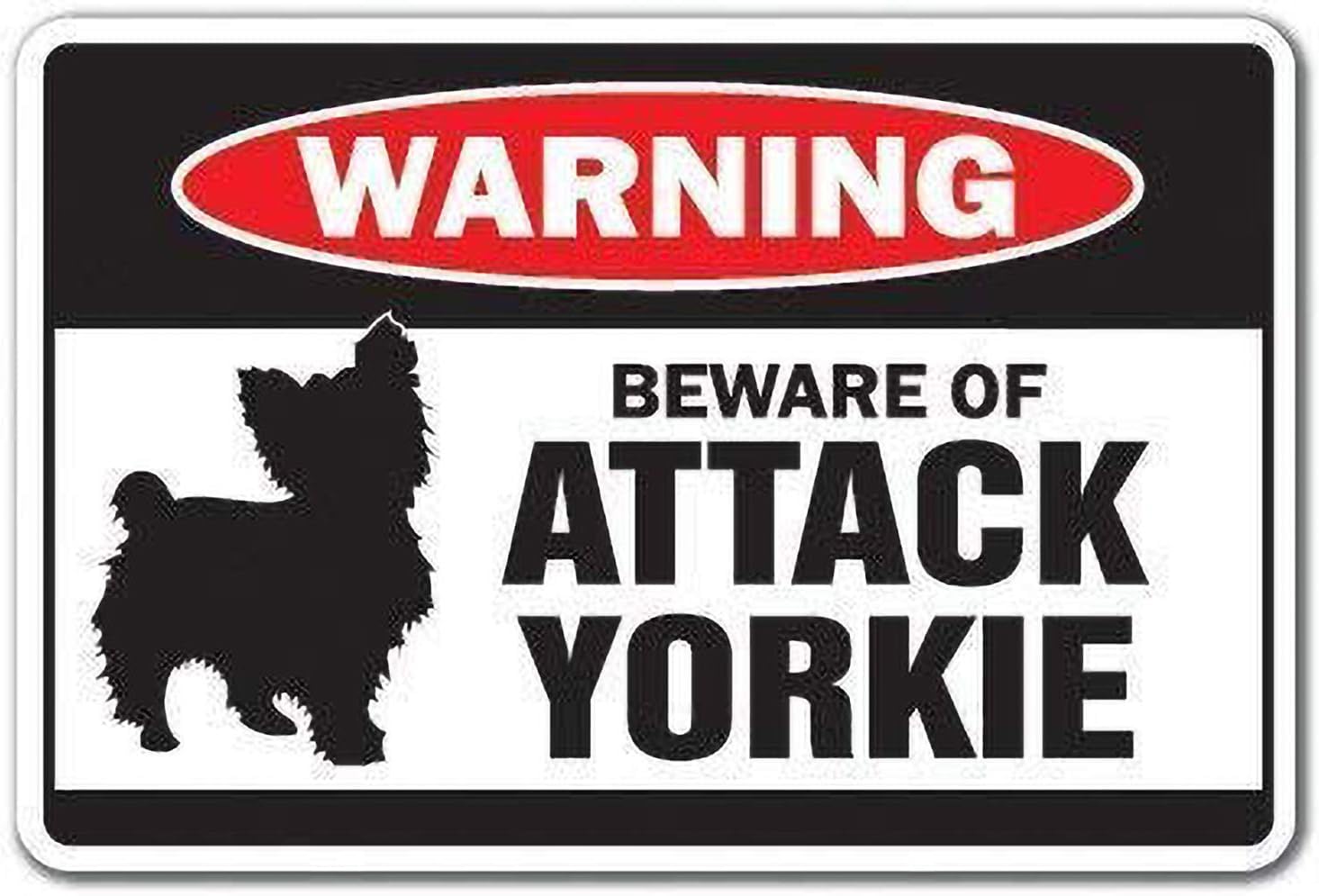 Tin Signs Vintage Beware Of Attack Yorkie Animals Dogs Yorkshire Terrier 8x12 Inch