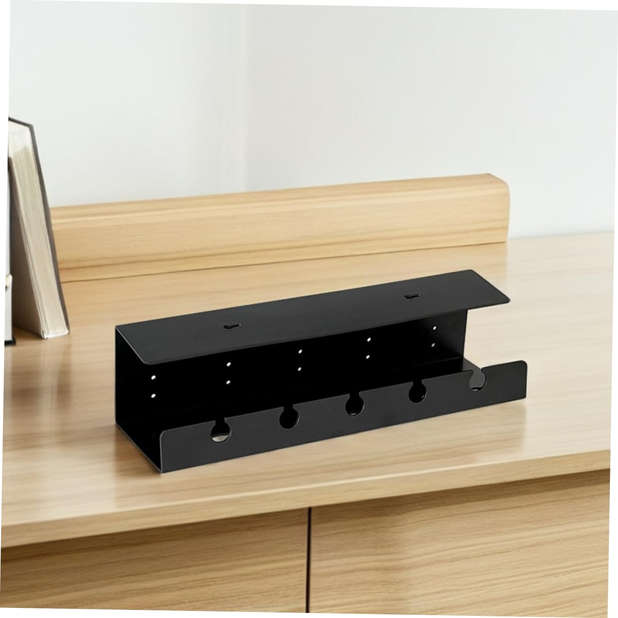 Organizzatore Cavi Scrivania Sotto Tavolo, Ps Nero, 2 Pezzi | Grande Capienza, Slot e Scomparti, Installazione senza Fori, per Studio e Area Computer