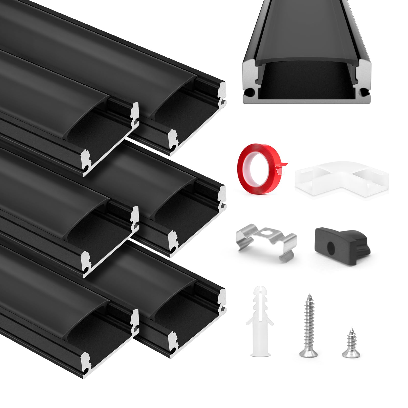 HOMMAND LED Channel, 6 x 1m/3.3ft LED Profile U Shape, LED Aluminium ...