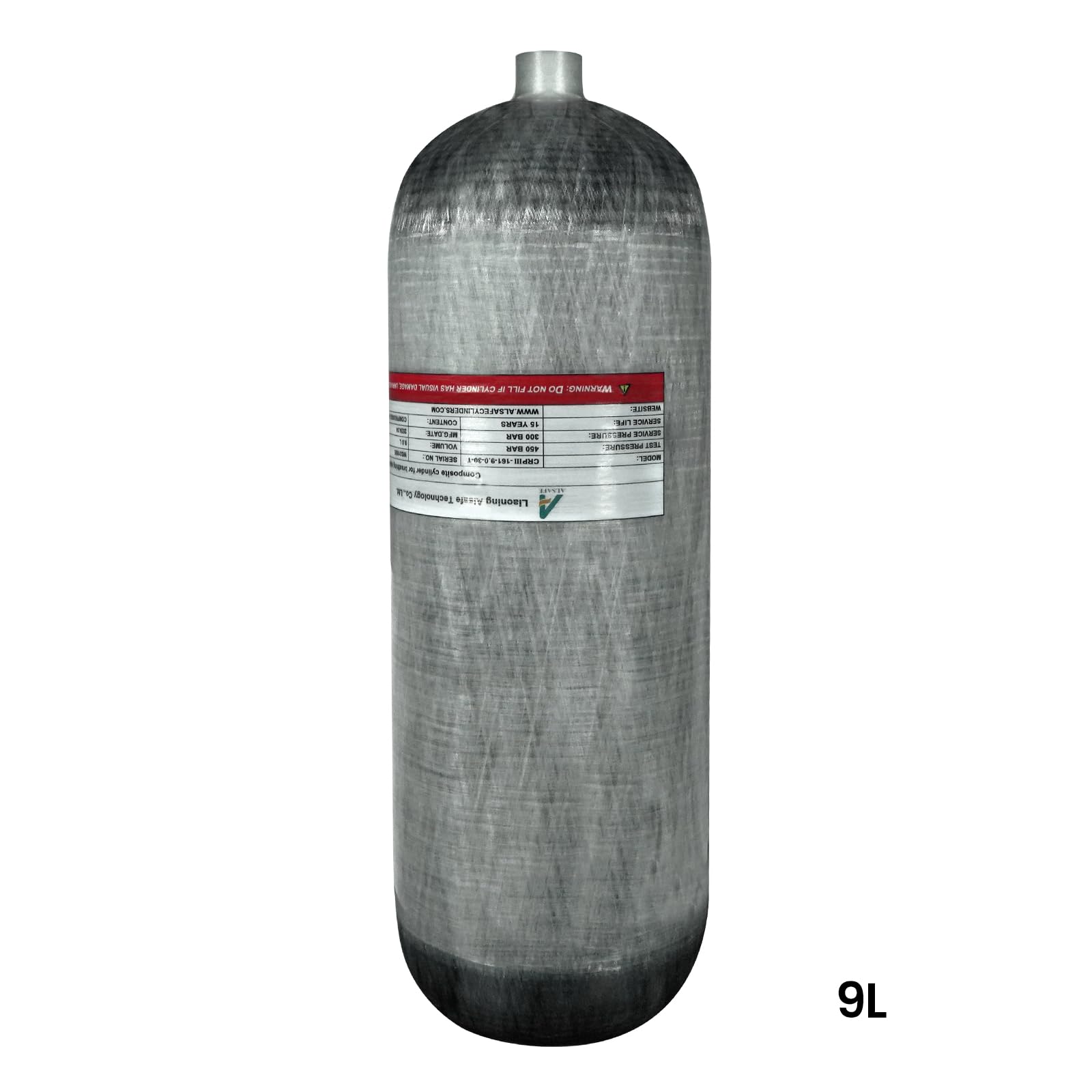 TUXING Tanque de buceo de fibra de carbono de 4500 psi, cilindro compuesto de alta presión de 9 L, 9000 cc, tanque de buceo, cilindro de gas de buceo profundo, tanque de aire Pcp para buceo profundo y