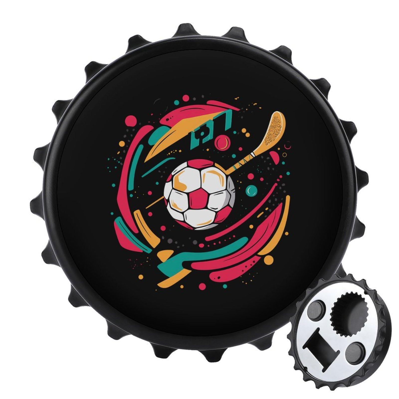 Soccer Ball Golf Volleyball 2 in 1 Beer Bottle Opener Wall Mount Opener Portable Easy Storage Gift for Men Women Black-style