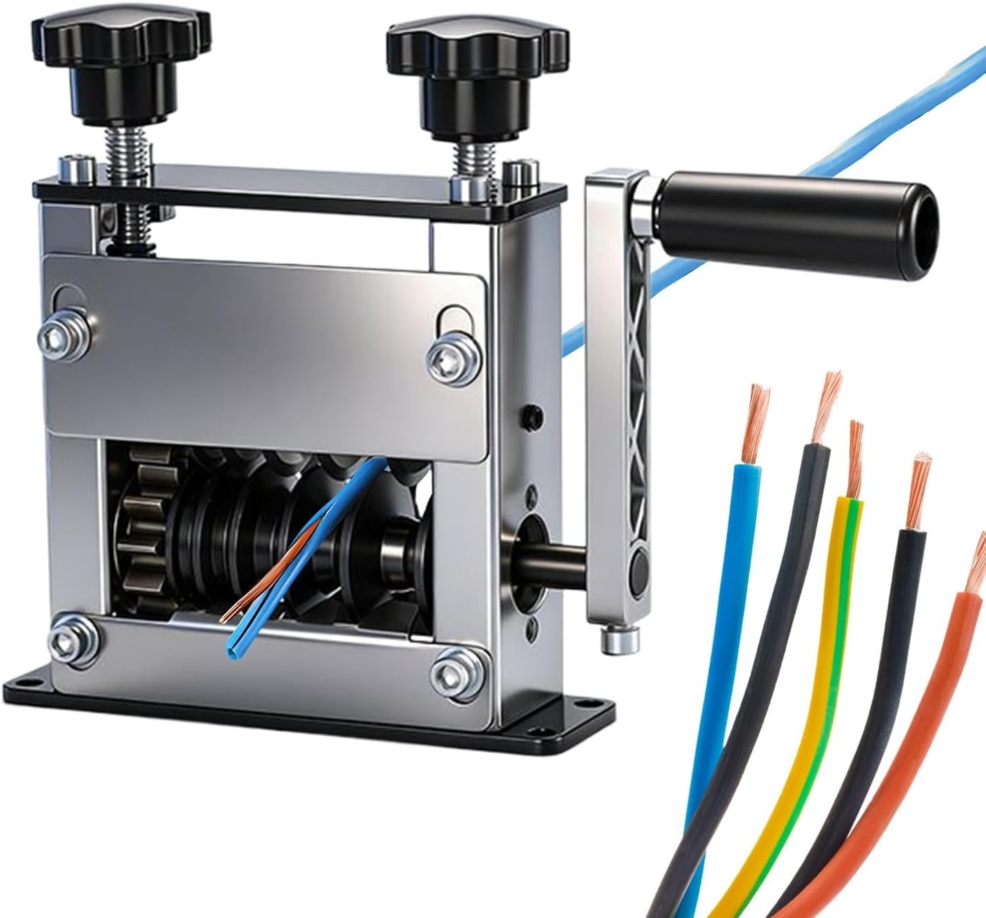 Máquina Peladora De Cables, Dispositivo De Precisión For Quitar Aislamiento, Con Pelacables Automático Ajustable Y De Cobre De 6 Orificios, For Mantenimiento Del Hogar, Uso Confiable Para(Silver)