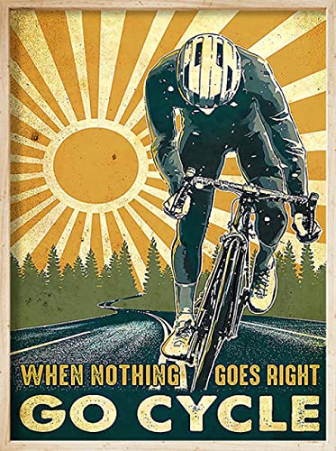 XNHXPH Sport Fahrrad Reiten Leinwand Malerei Retro Poster und Drucke Reise Landschaft Radfahrer Wandkunst Cover