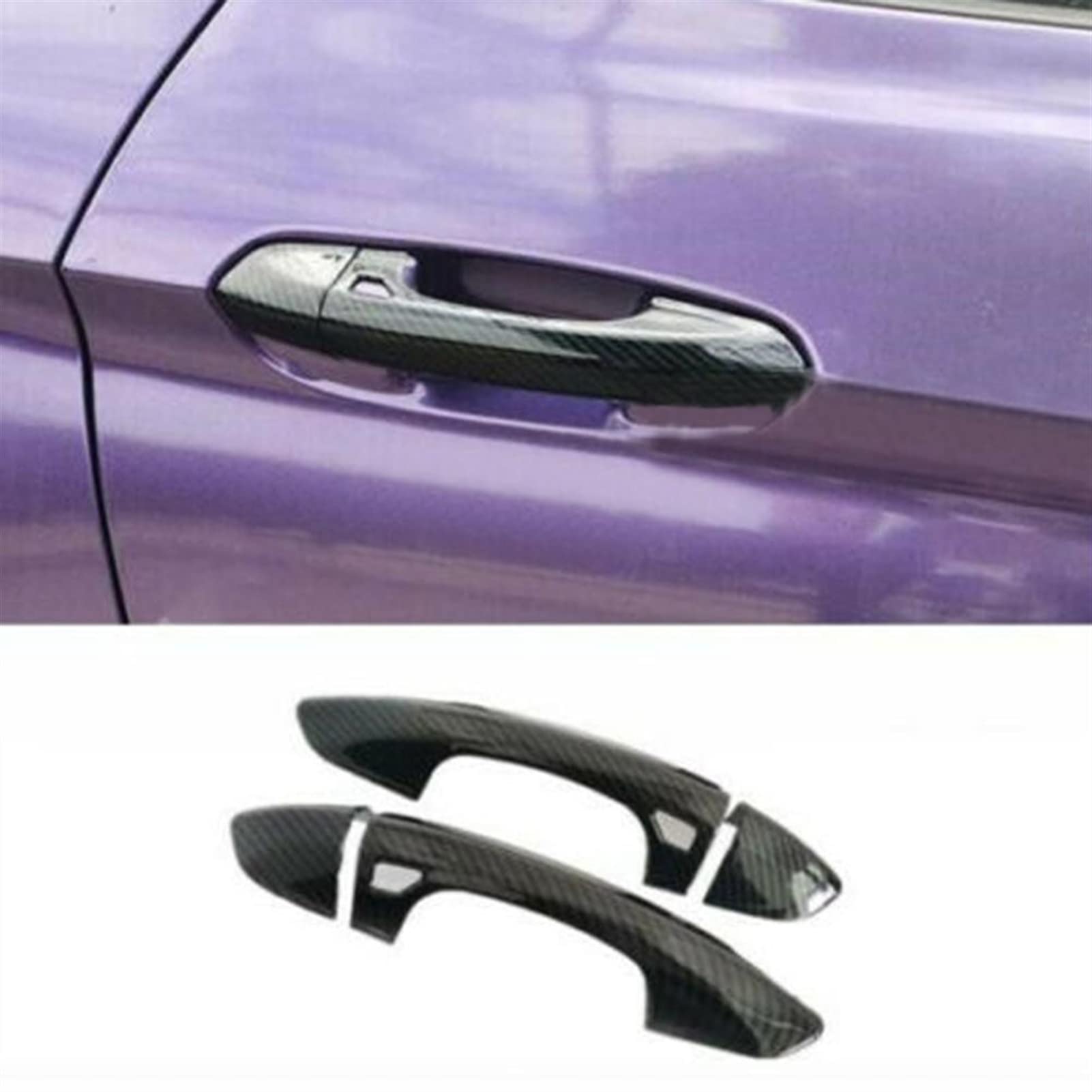 Rinkteea One Color Exterior Car Door Handle For Mustang 2015-2020 4Pcs Handle Cover Abs Carbon Fiber Door