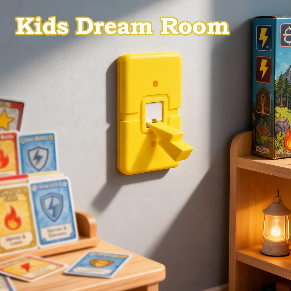 Game Room Light Switch Cover, 1 Toggles Animation Wall Plate, Electricity Lightning Thunder Design, Standard Size for Fans Kids Room Decor, DIY Creative Gifts