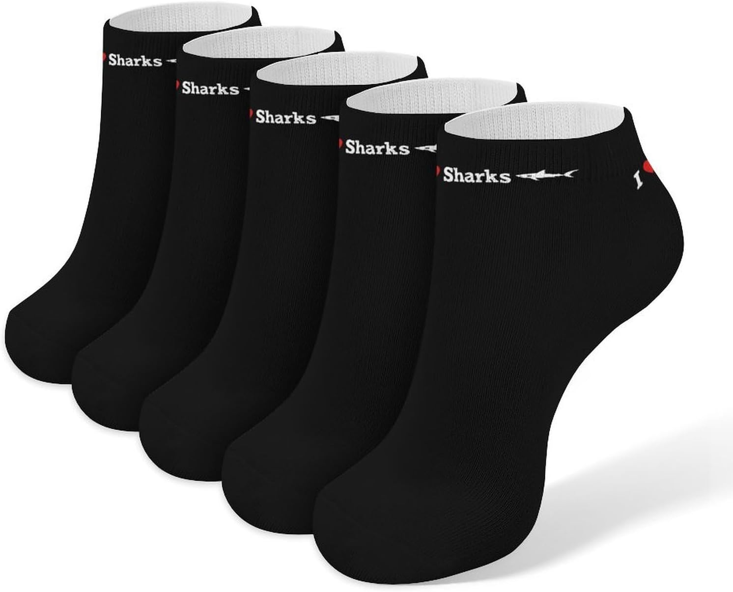 I Love Sharks Socks for Men Women 5 Pairs Ankle Socks