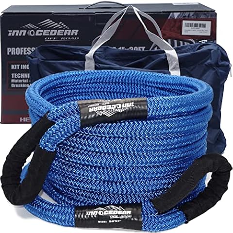 Innocedear 1"×30ft Recovery & Tow Rope Strap,Kinetic Energy Rope,Offroad Power Stretch Snatch Rope,Heavy-Duty Vehicle Recovery Rope,for Jeep car Truck ATV UTV SUV Cover