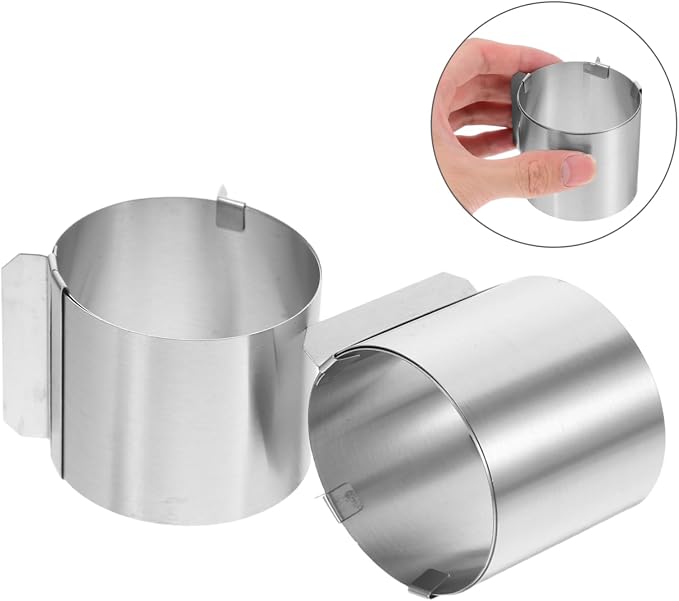 2Pcs Moldes ajustables de acero inoxidable para pasteles miniatura 7