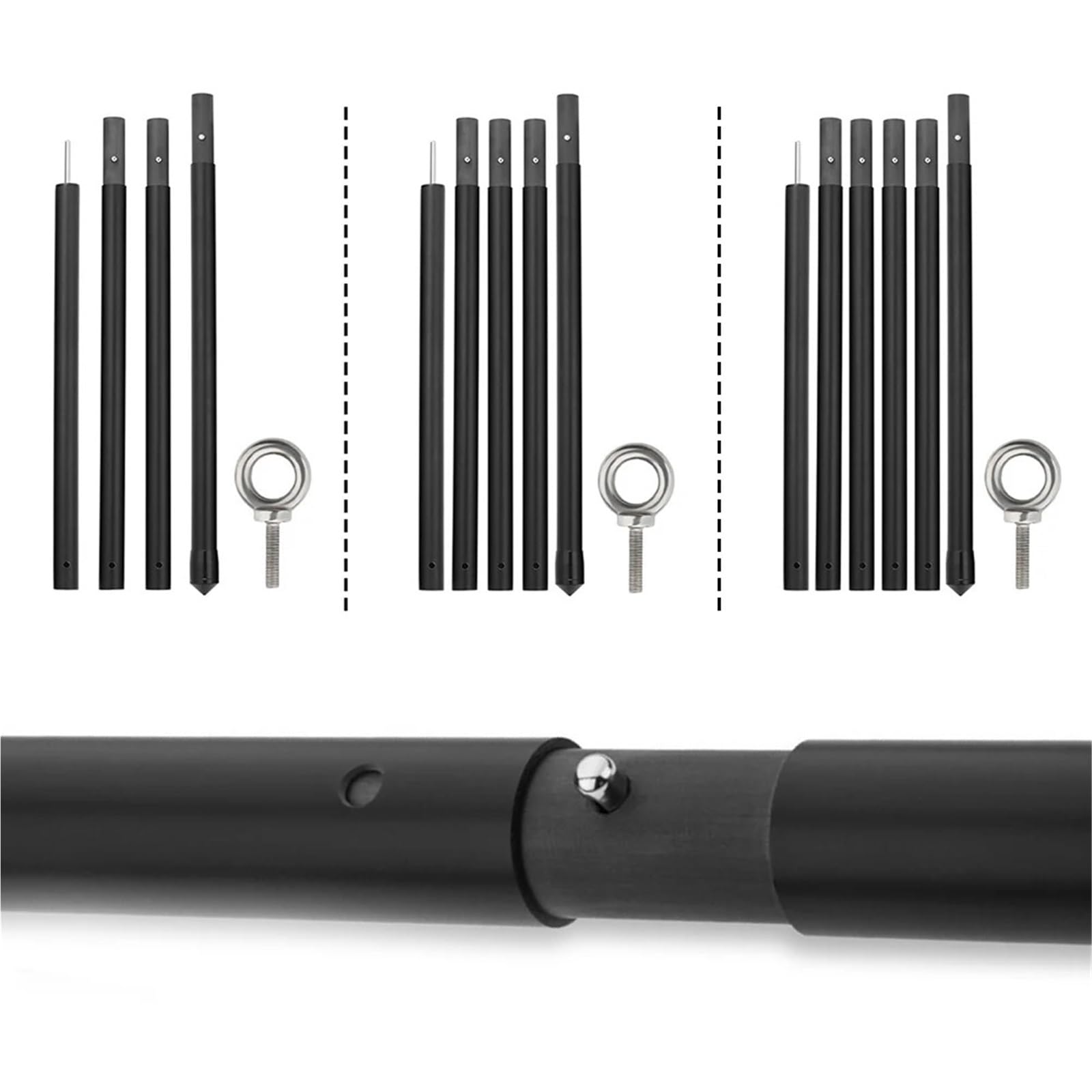 Piquets de Tente Poteaux de bâche en Fibre Carbone, auvent, abri, Tente, Tige réglable, légère, Portable, Pliable, for Camping Plein air(2.50 Meters)
