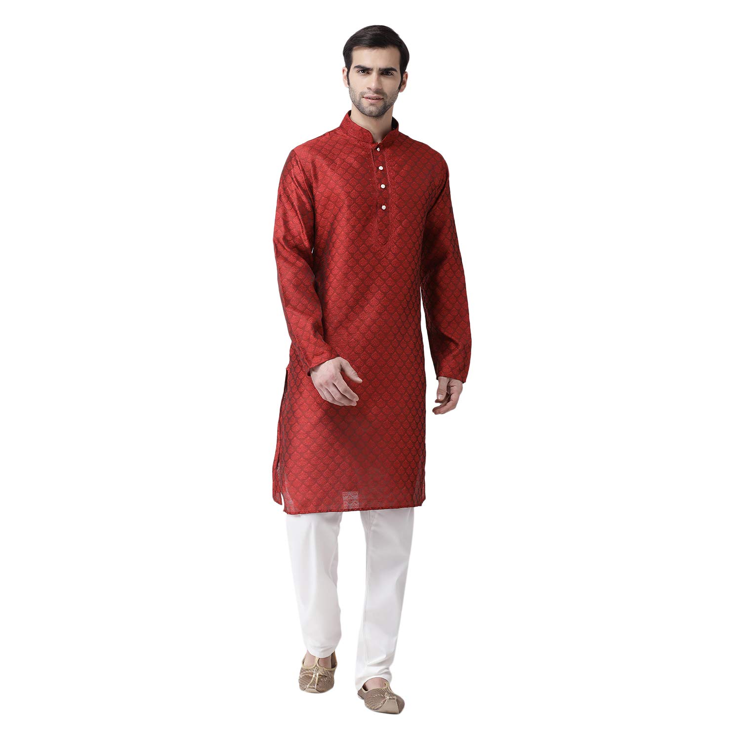 Lee Knee Length Solid Silk Kurta & Pyjama for Men | Textured Jacquard | Long Sleeve | Ethnic Wear for Men | Party and Weeding wear Kurta Set in neutral