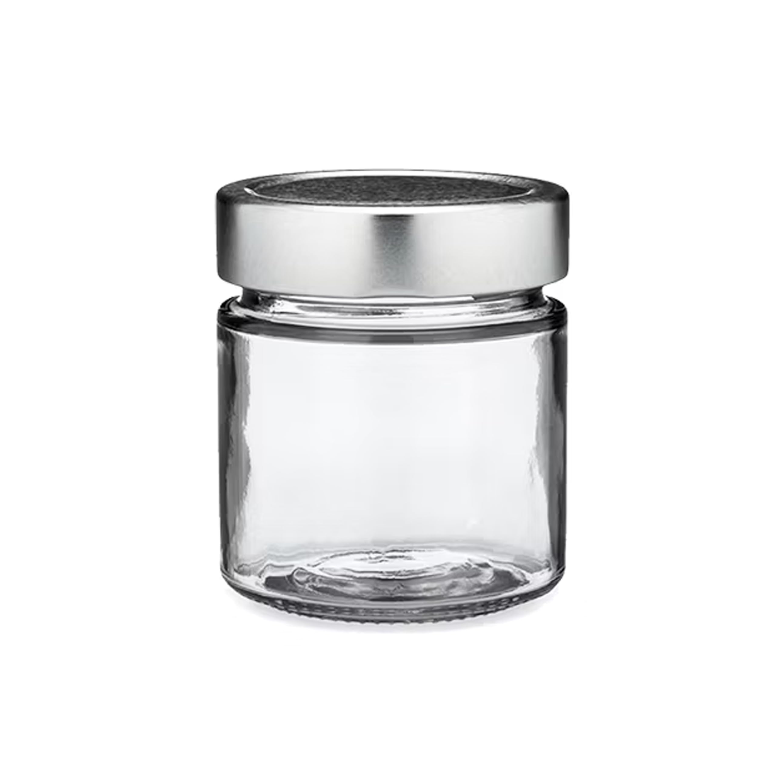 Vasetto in Vetro da 212 ml Rotondo in Confezione da 20 pezzi (212ml - 20 Pezzi) Vuoto con Tappo Alto Argento per Conserve, Marmellate, Miele, Salse, Arredo e Oggettistica, Regalo