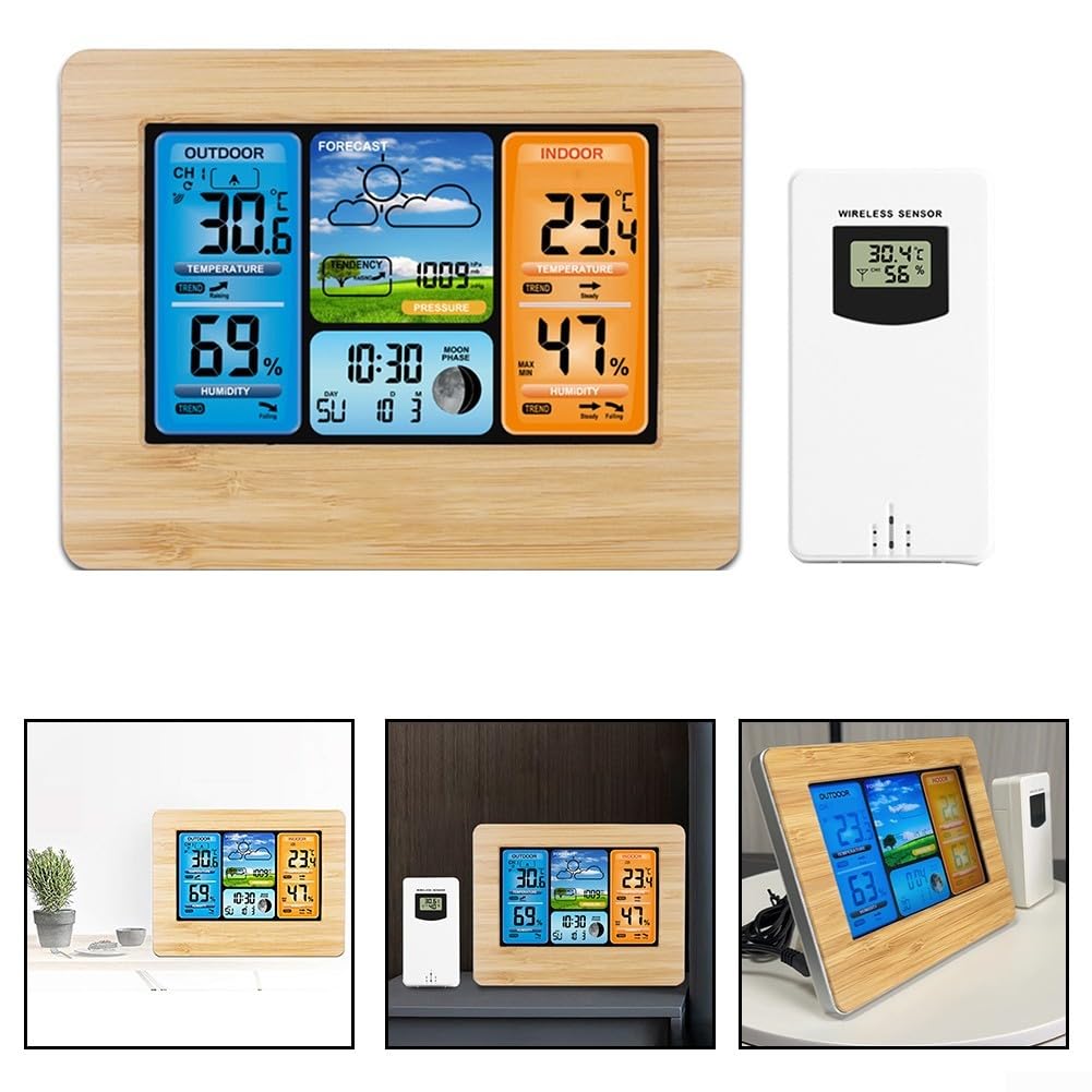 Smart for Weather Station WiFi per abilitato - Monitoraggio in tempo reale della temperatura e dell'umidità delle fasi lunari Previsioni a 5 giorni App Controlled per Alexa per Smart Home
