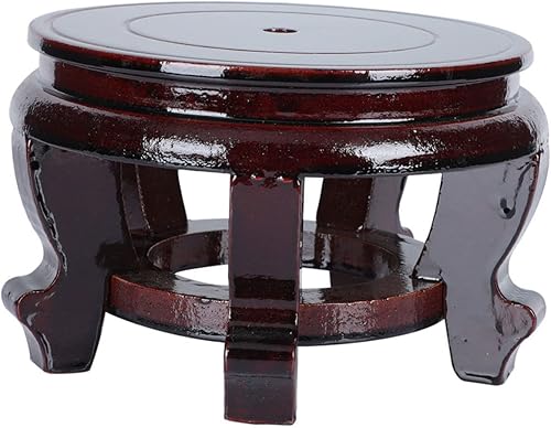 Miniatura 10 de DECHOUS Elegante base de maceta de madera, soporte redondo grande para florero de flores, soporte para pecera, taburete bonsái, exhibición