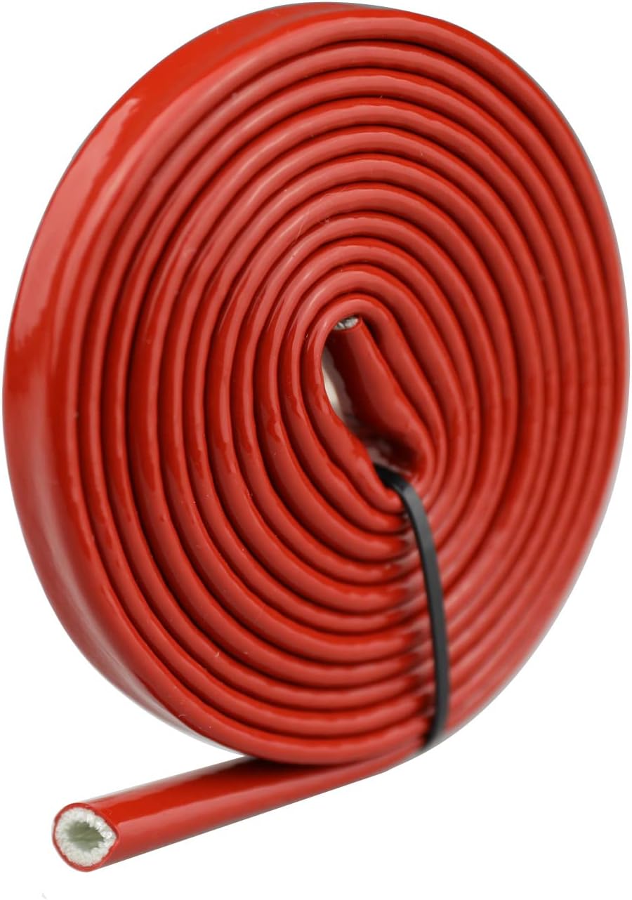 1 inch 25mm ID Black Silicone Coated Fiberglass Heat Shielded Sleeve Fire Thermo Armor for Hose Lines & Electrical Wiring, 3 Feet