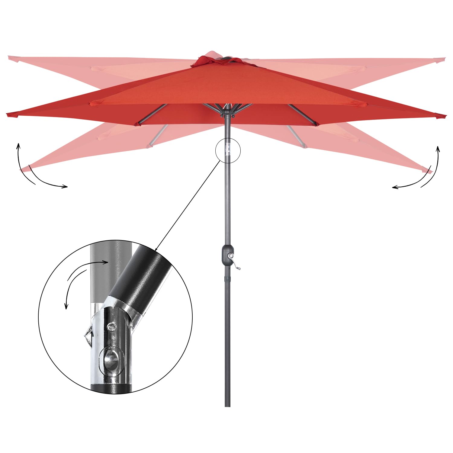 Angel Living 270cm Parasol Manivelle Inclinable Parasol de Jardin, Empêche de La Lumière Solaire Directe et Anti-ultraviolet, Parasol pour Patio et Jardin, Toile pour Balcon Patio Terras