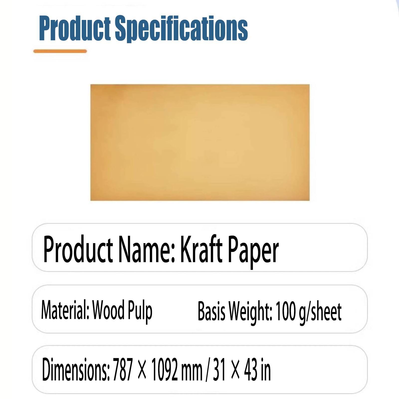 Dicker Kraftpapier, Großformat 31×43 Zoll, rein Holzstoffpapier. Geeignet für Labor-, Apothekenwägungen und Industrieverpackungen.(Size:120g*100pcs)