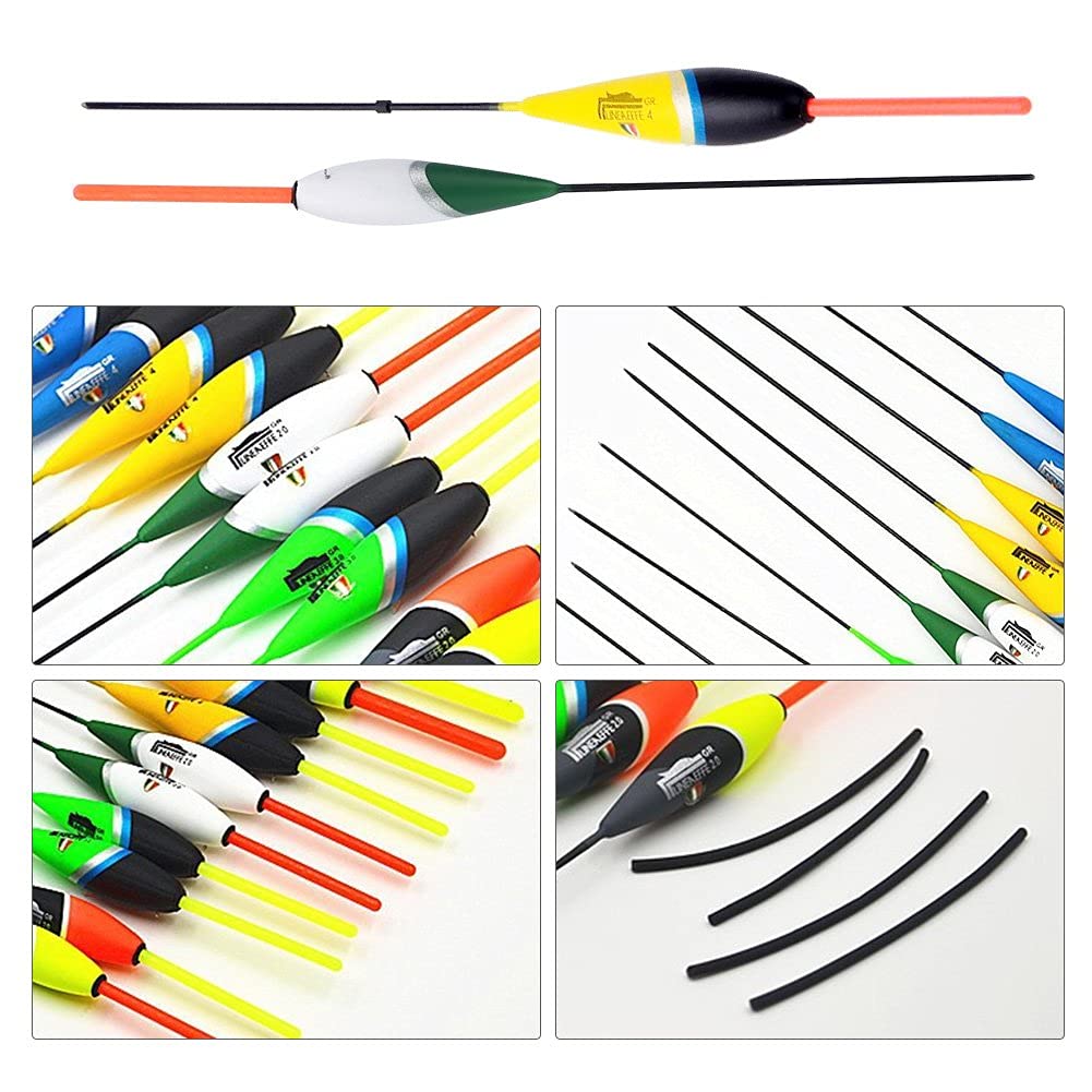 10Pcs Flotadores de Pesca Madera Abeto Juego Bobbers Herramientas
