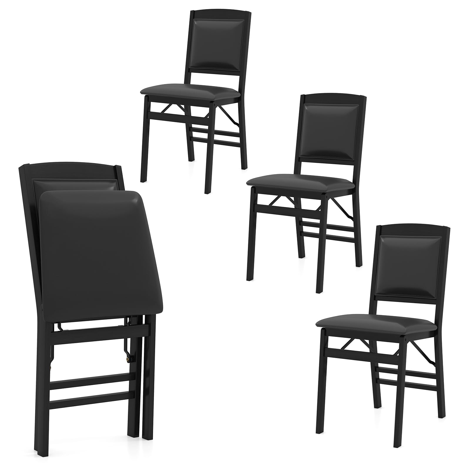 Amazon.com: Giantex Folding Dining Chairs Set of 4, Black Wood