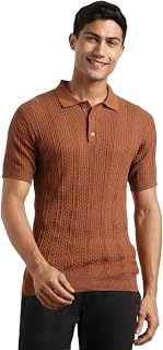 Nobero Men's Oxford Textured Polo Shirt - 100% Cotton Flat Knit, Regular Fit, Classic Polo Collar with 5-Inch Placket, Sof... Price In India