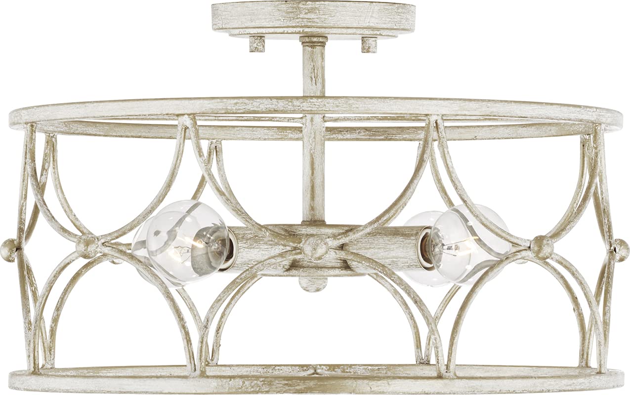 Capital Lighting 243341WW Ricci Bohemian Convertible Drum Pendant/Semi Flush Ceiling Light Fixture, 4-Light 240 Total Watts 11" H x 15" W, Winter White