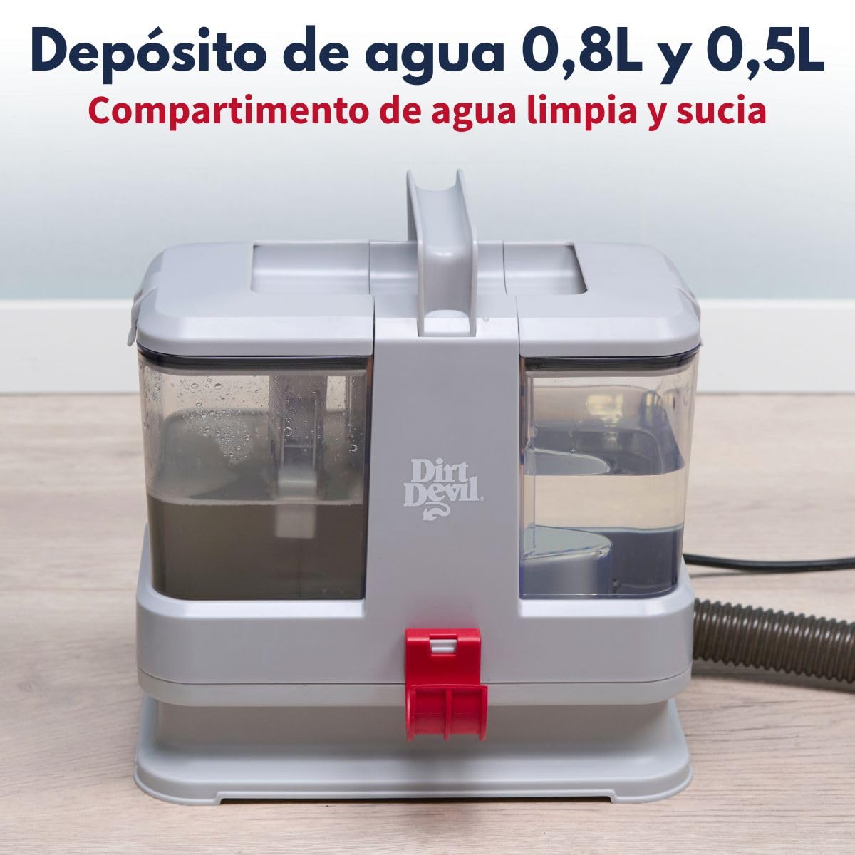 Dirt Devil Limpiador de tapicería DD1005 – Limpiador de alfombras aspirador con función de pulverización – Aspirador para sofá, sofá, alfombra, textiles y coche – Aspirador húmedo 0,8 l tanque de agua