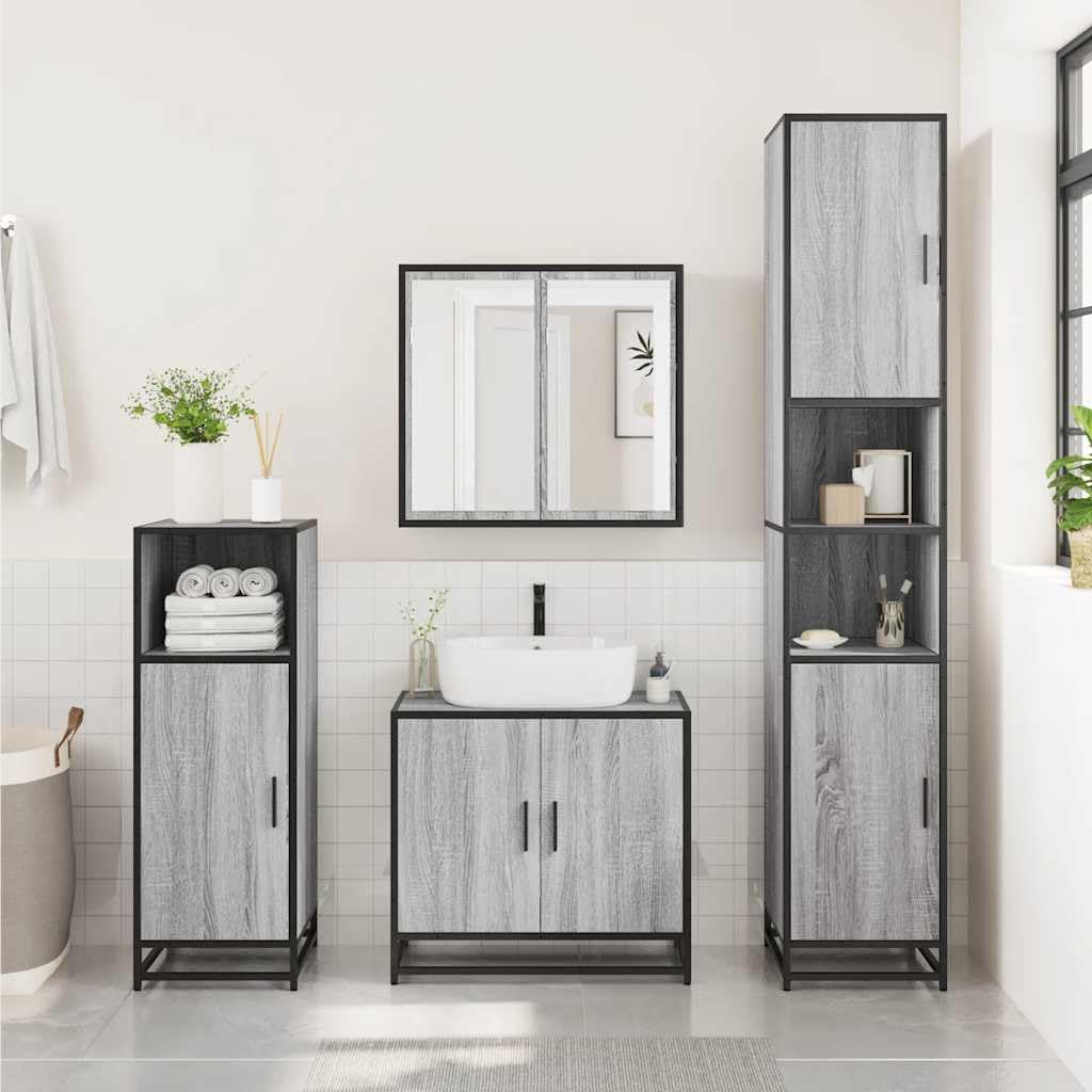 Armoire de Salle de Bain Sonoma Gris 35x37,5x100 cm