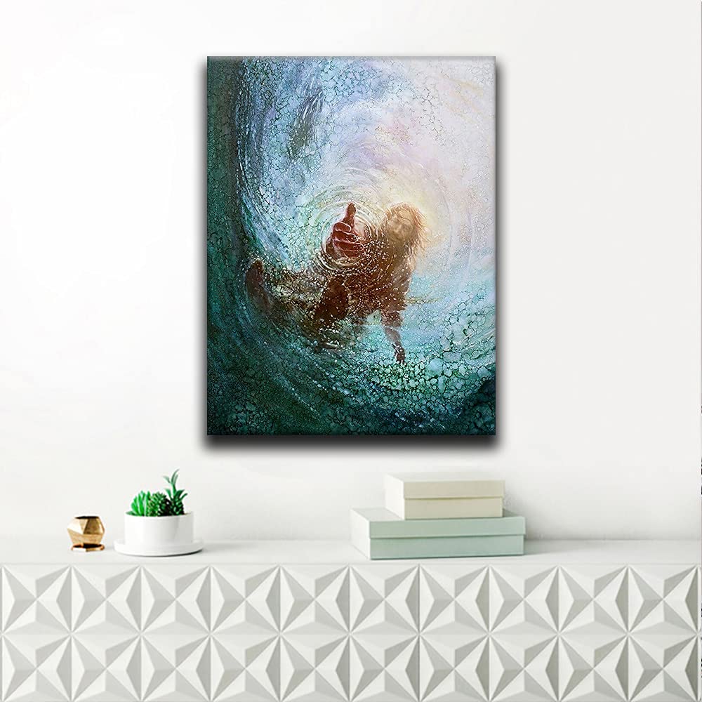 Kunst Auf Leinwand 'Jesus Auf Dem Wasser' – Gerahmter Kunstdruck, Christliche Dekoration Für Wohnzimmer, Küche, Bad