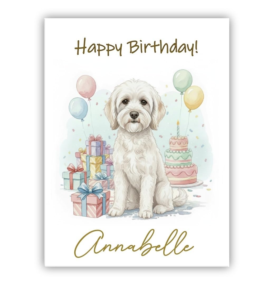 Personalised Birthday Card From the Dog – Add Any Name – Multiple Breeds Available – Dogs Lover Gift (• Cockapoo white– Cockerpoo)