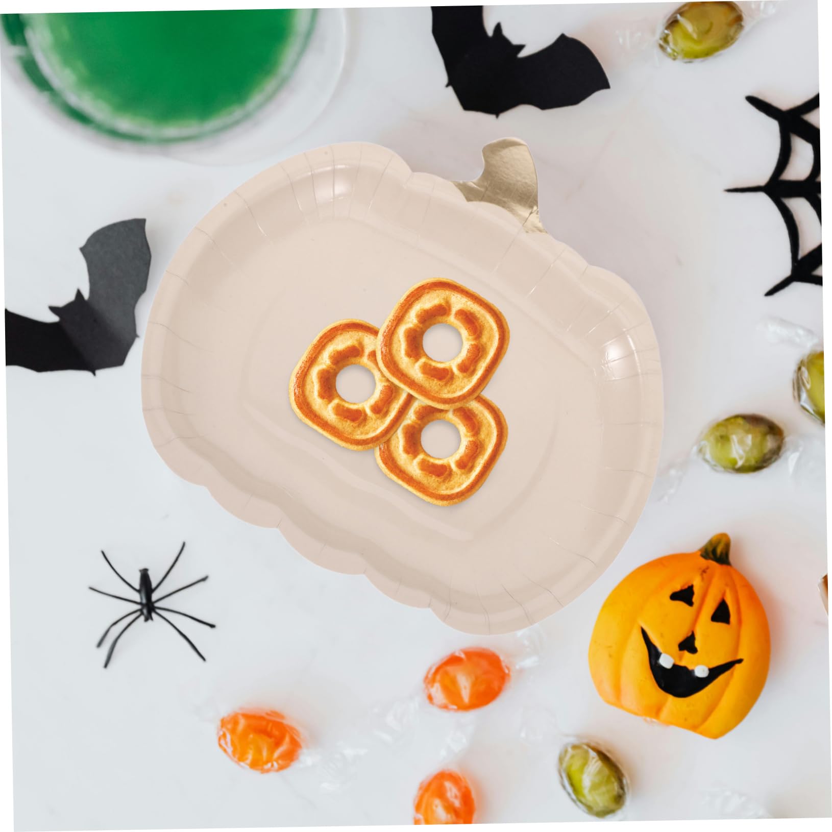 50 Piatti Di Carta A Forma Di Zucca 23 Cm - Tema Autunno, Halloween E Ringraziamento, Usa E Getta