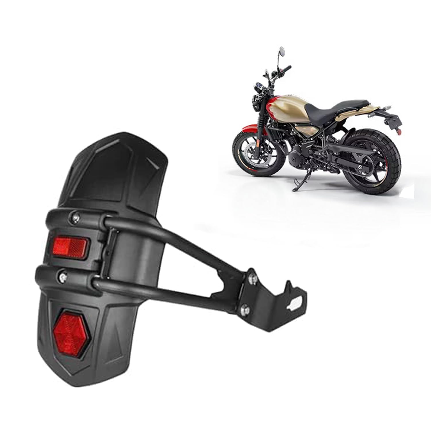 Sterling Motorcycle Rear Tyre Hugger Mudguard, Black, with Reflectors, Compatible with Guerrilla 450-picture-17