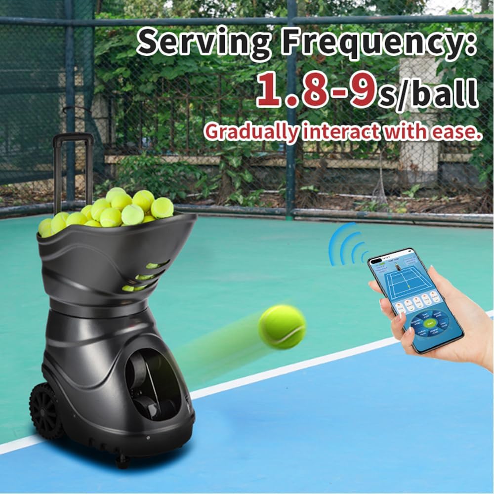 Tennis Ball Machine Advanced Smart Programming- High Capacity with App/Remote, Adjustable Serve Speed & Outdoor Training for All Skill Levels (Beginners to Intermediate Players) (S4015A)