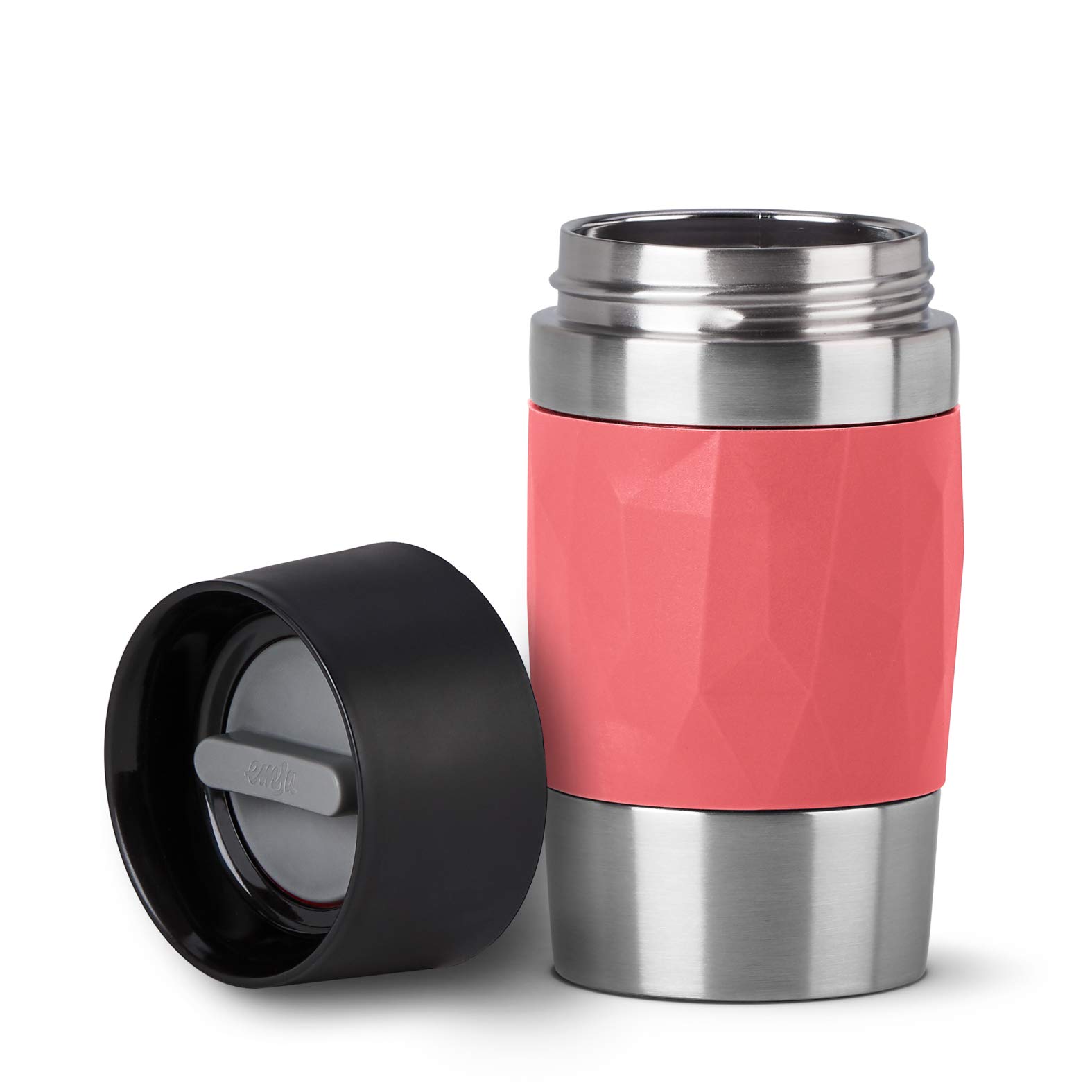 Emsa N21604 Travel Mug Compact Thermal/Insulated Mug Stainless Steel 0.3 litres 3 Hours Hot 6 Hours Cold BPA Free 100% Leak-Proof Dishwasher Safe 360° Drinking Opening Coral Red - Image 2