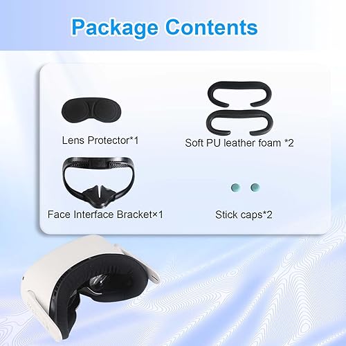 Miniatura 5 de VR Face Pad for Oculus Quest 2, Fitness Facial Interface Bracket, Face Cushion Pad with 2 Replacement Pads,Thumb Stick Caps,Lens Cover,Anti-fogging