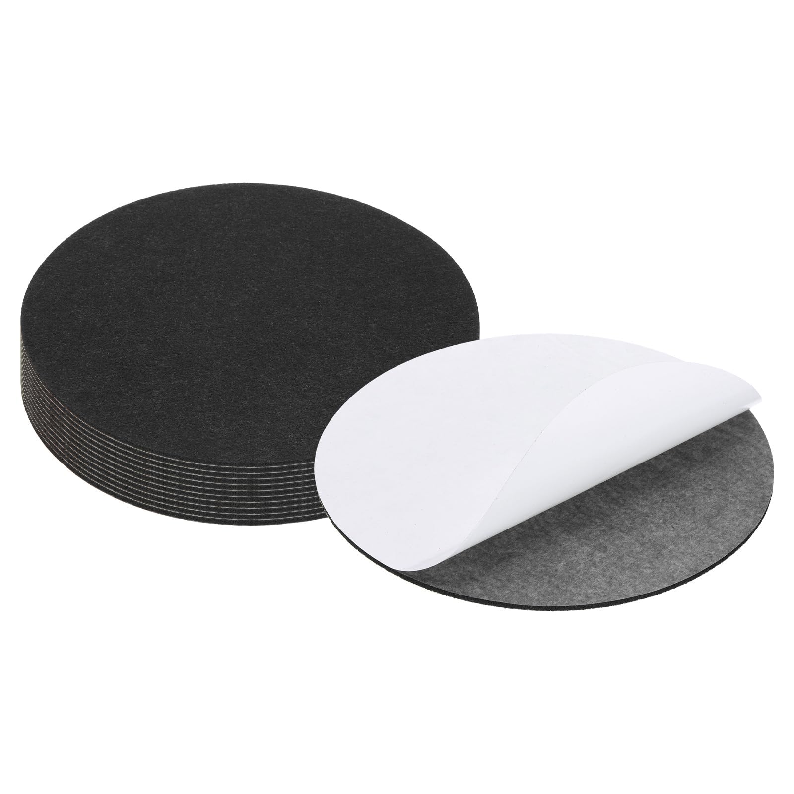 PATIKIL 12pcs Hoja Redonda de Fieltro, 229mm Adhesivo Base de Lámpara Almohadillas de Fieltro Suave Antideslizante Antiarañazo para Lámpara de Pie Mubles Silla DIY Manualidad, Negro