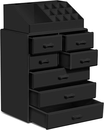 Miniatura 8 de Sorbus Organizador de maquillaje, soporte para brochas y cajones de almacenamiento de maquillaje, organizador de maquillaje acrílico para tocador,