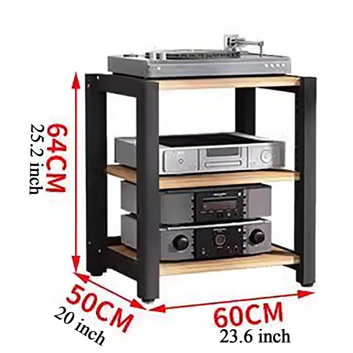 Soporte Estéreo De Alta Resistencia De 2/3/4/5 Niveles con Almacenamiento De Consola De Juegos De Grabación, Soporte De Medios De Torre De Rack(3 Tier)