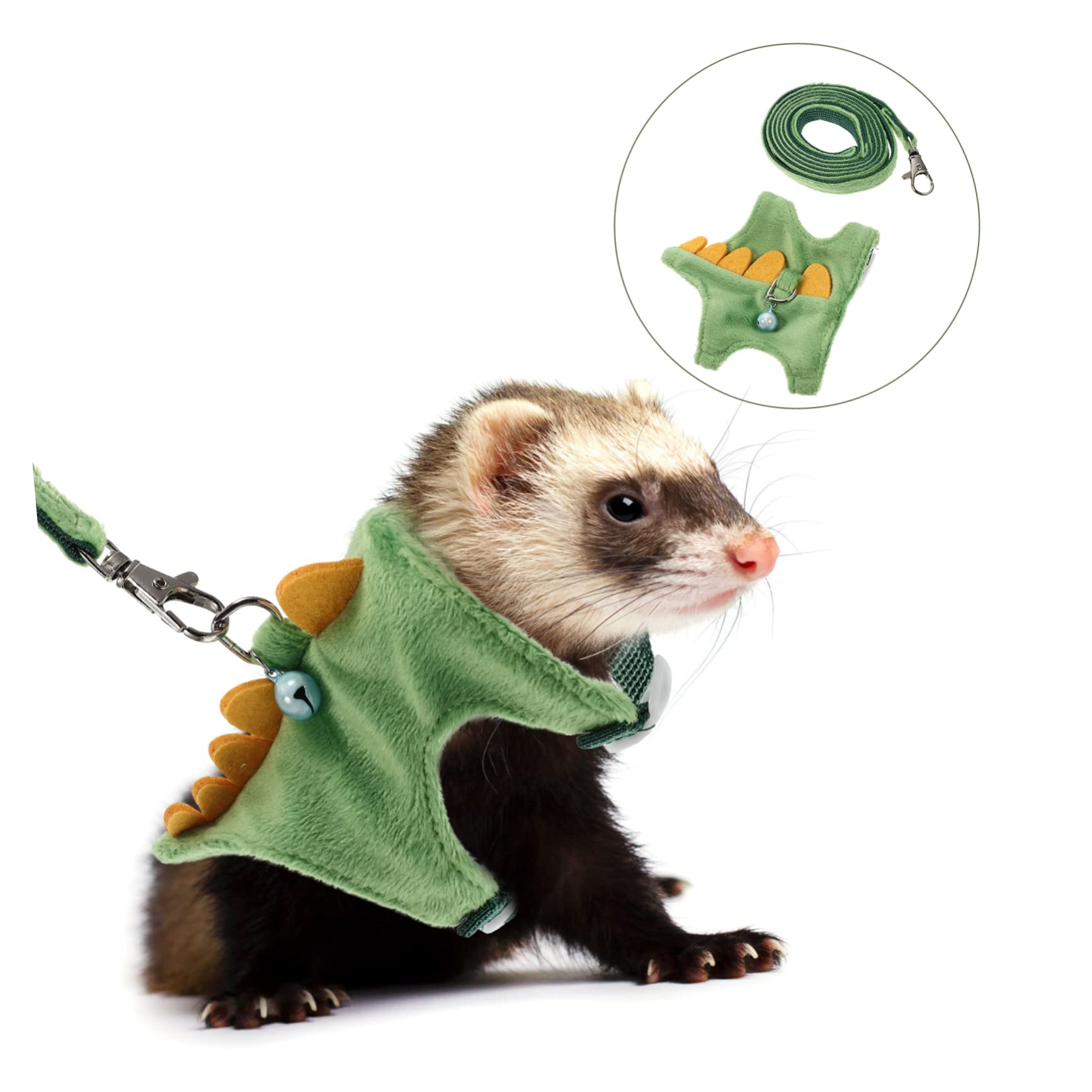 VANZACK 4pezzi Pettorina e Guinzaglio Regolabili Per Furetti Leggero e Traspirante Facile Da Indossare Per Passeggiate Con Animali Piccoli Design Comfort e Sicurezza