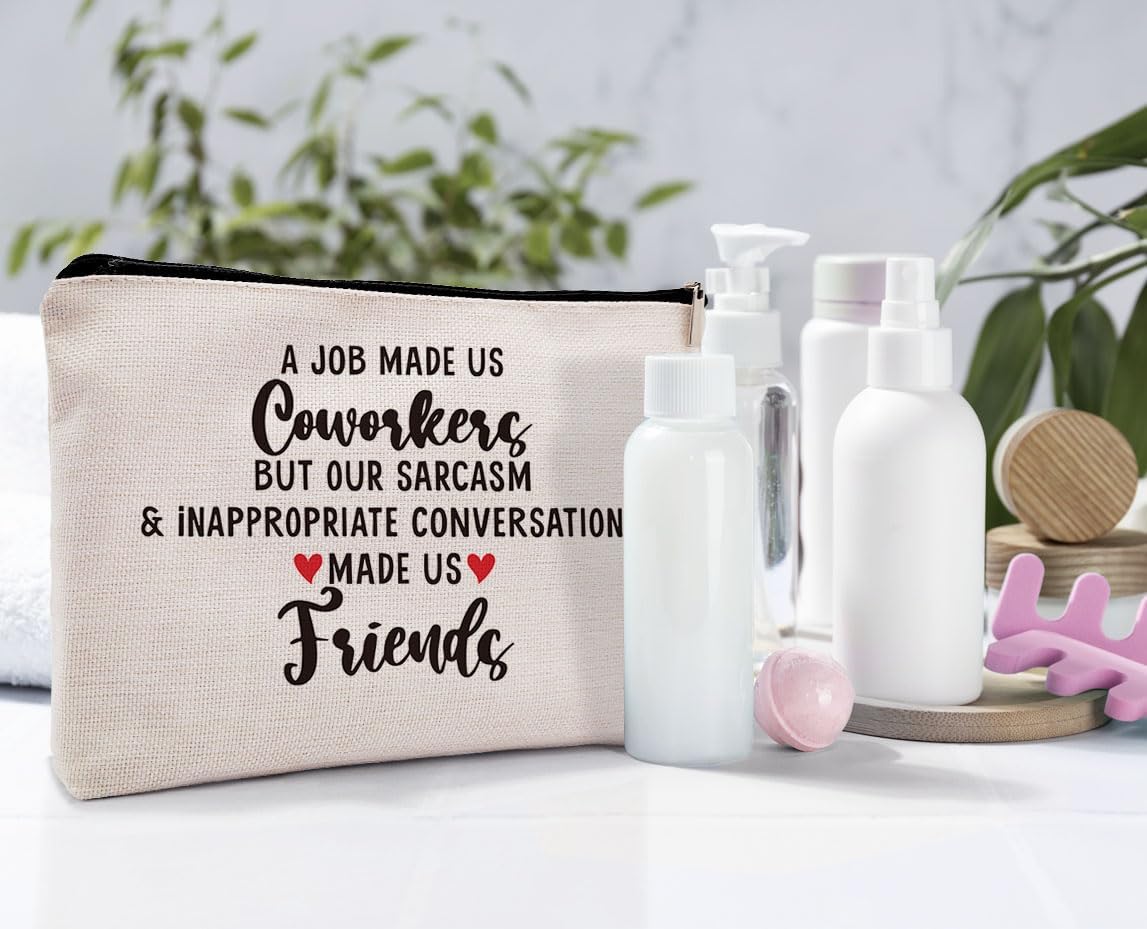 Funny Coworker Gifts Makeup Bag, Farewell Leaving Going Away Gifts for Colleagues Cosmetic Bag, Thank You Gifts for Coworkers Makeup Bag for Purse, A Job Made Us Coworkers Travel Bag - Image 4