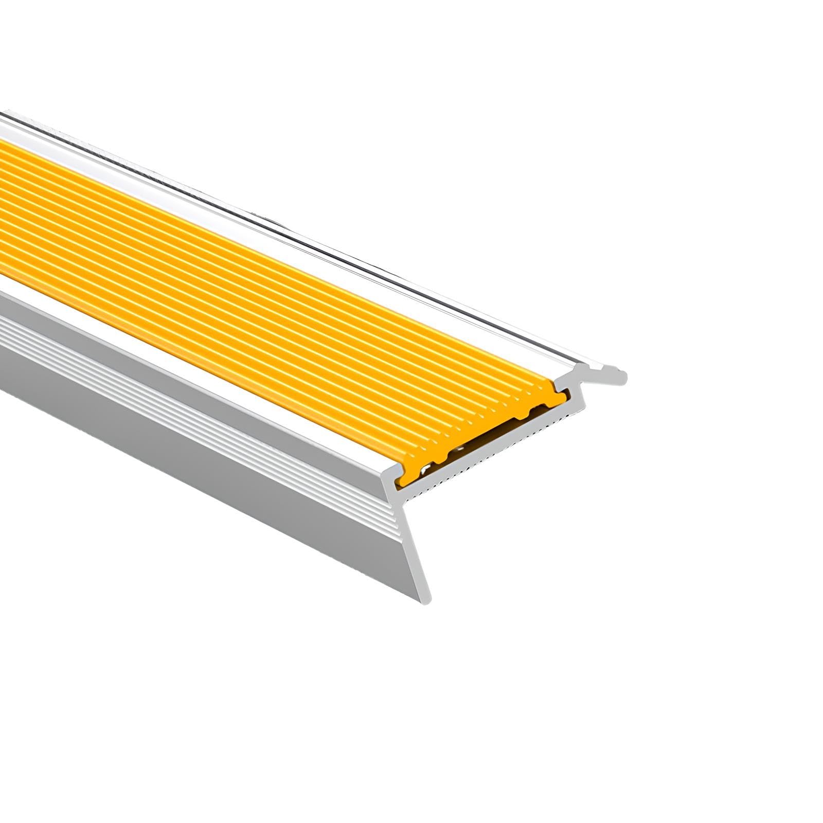 Profil en l aluminium bordure escalier jaune 5x2x150cm pour marche bois