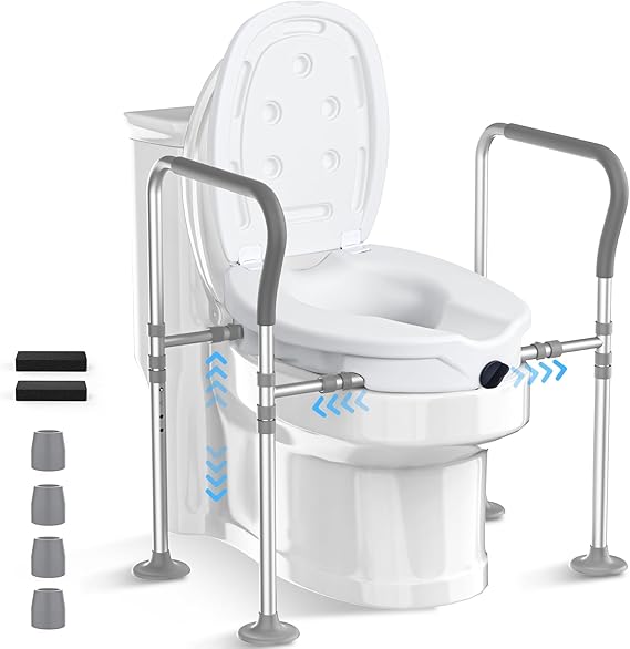 Amazon.com: Raised Toilet Seat with Handles,Elevated Toilet Seat Riser ...