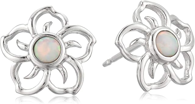 Amazon Collection Sterling Silver Sky Flower Stud Earrings