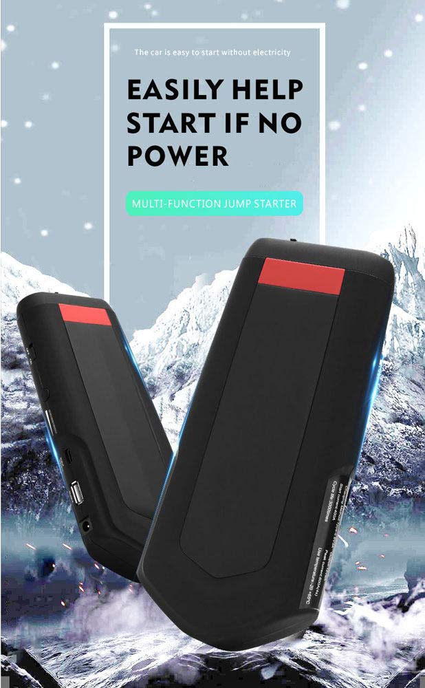 Booster Batterie Voiture - 800A 13200mAh Portable Jump Starter, Démarrage de Voiture, Alimentation Eléctrique d'urgence pour Voiture avec Lamp LED [Classe énergétique A+++],12000mAh