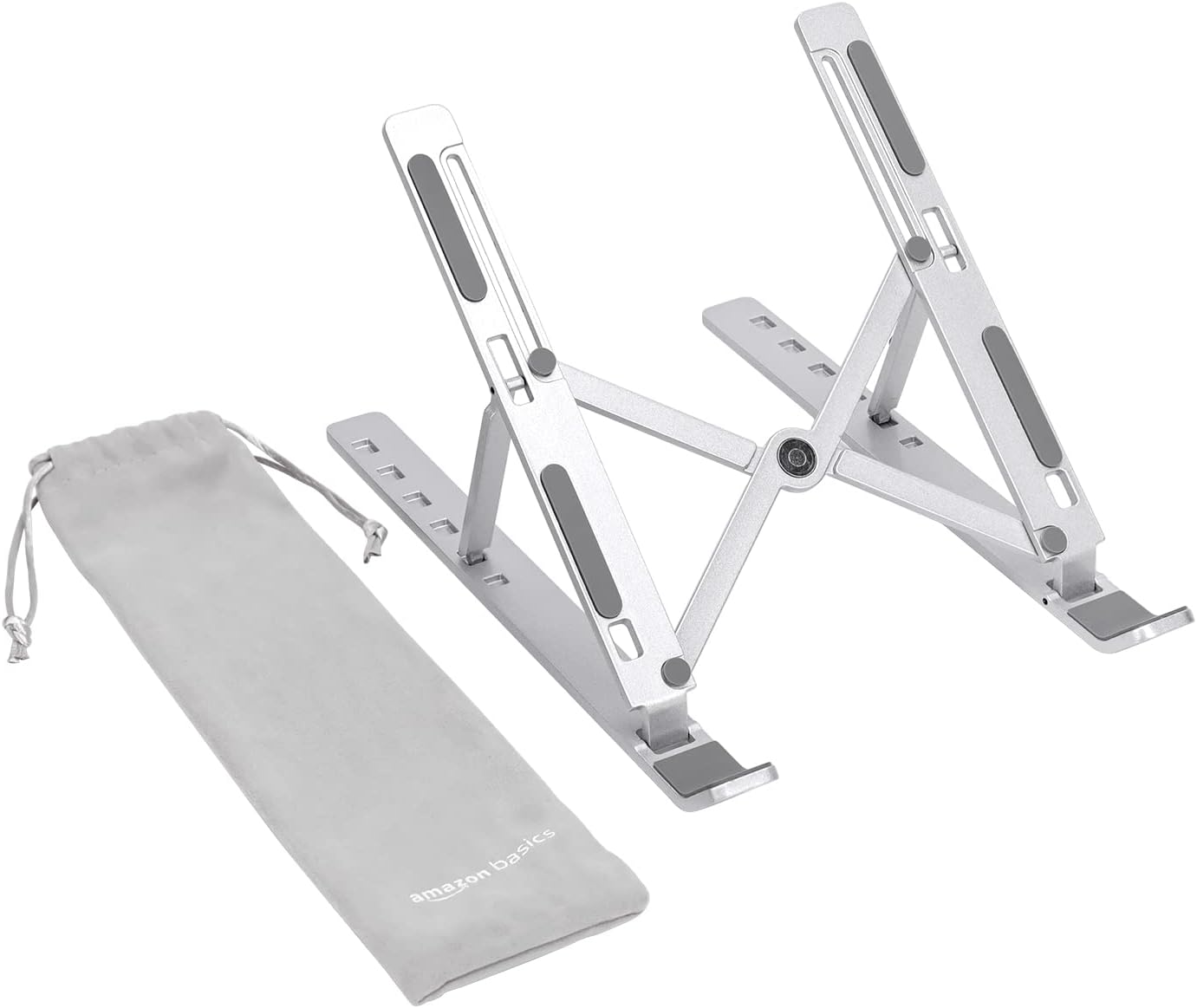 Amazon Basics Laptop Stand with 6-Angle Adjustment, For Laptops 10 (25.4 cm) – 15.6 Inches (39.6 cm), Silver Amazon Basics Laptop Stand with 6-Angle Adjustment, For Laptops 10 (25.4 cm) – 15.6 Inches (39.6 cm), Silver