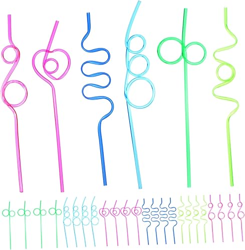 Miniatura 1 de Hemoton 30 pajitas curvadas de plástico para fiestas, pajitas de plástico curvadas, pajitas divertidas, pajitas para beber, pajitas para beber,
