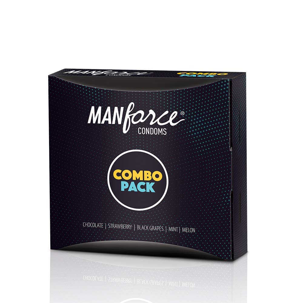 ManforceCombo, Lubricated Flavoured Condoms for Men | 20 pcs | Chocolate, Strawberry, Black Grapes, Melon & Mint | India’s No. 1* Condom Brand for Safe Sex