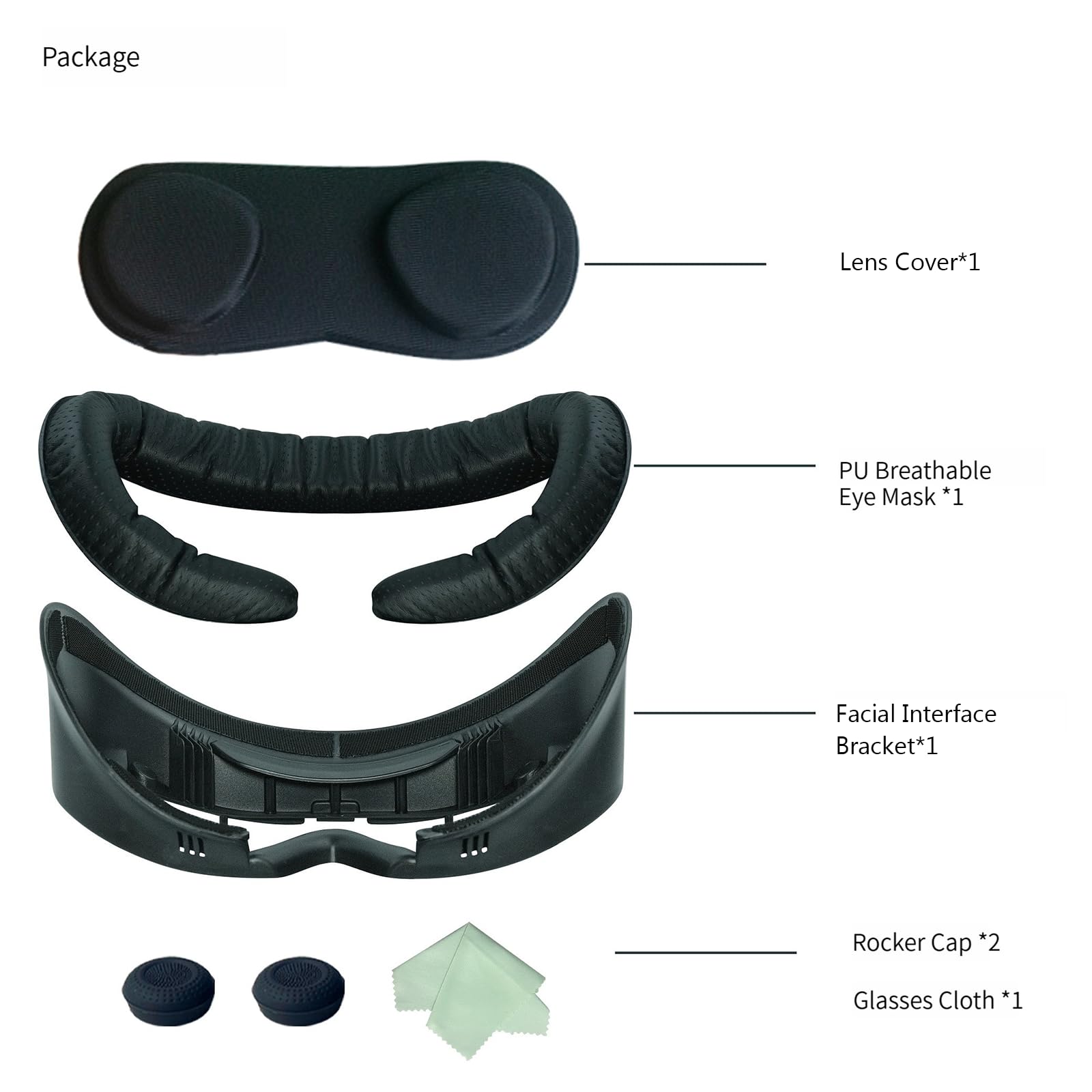 Masque facial en polyuréthane respirant pour casque de réalité virtuelle, support d'interface faciale, coussin de protection, cache-objectif, capuchons à bascule pour PICO4 Kit d'accessoires