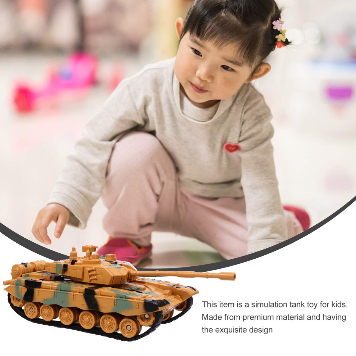 Toyvian 1 pieza tanque de juguete del ejército, juguetes militares para niños modelo de tanque (amarillo)